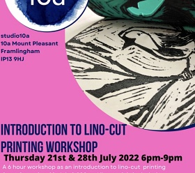 Introduction to Lino-cut printing (adults) Thursdays 21st & 28th July 2022: 6-9pm (6 hours total)