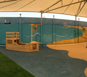 Park House Nursery, Doha Qatar. Outdoor play area mural