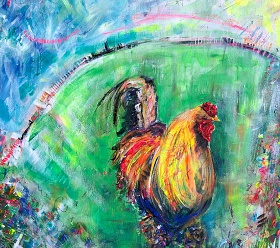 Spring Chicken - Original acrylic on canvas 